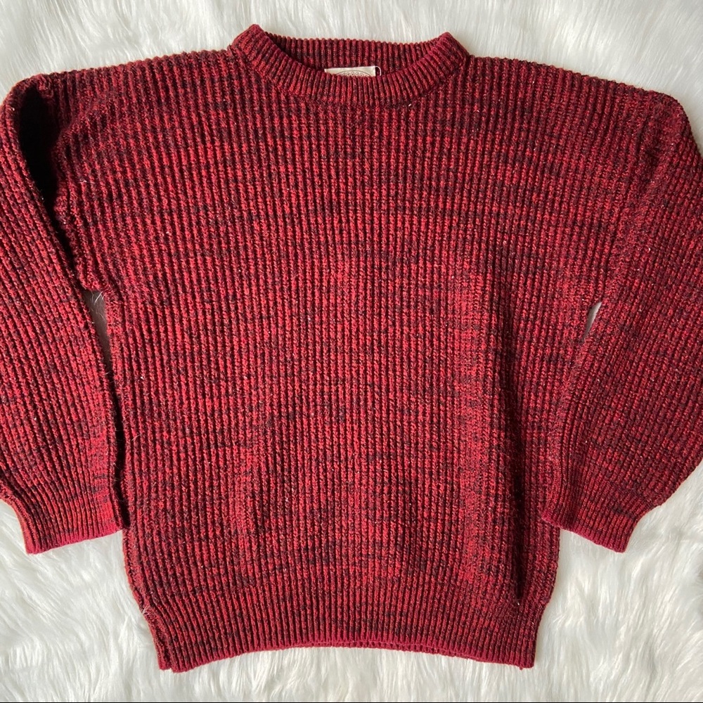 Saugatuck Dry Goods Red & Black Ribbed Sweater